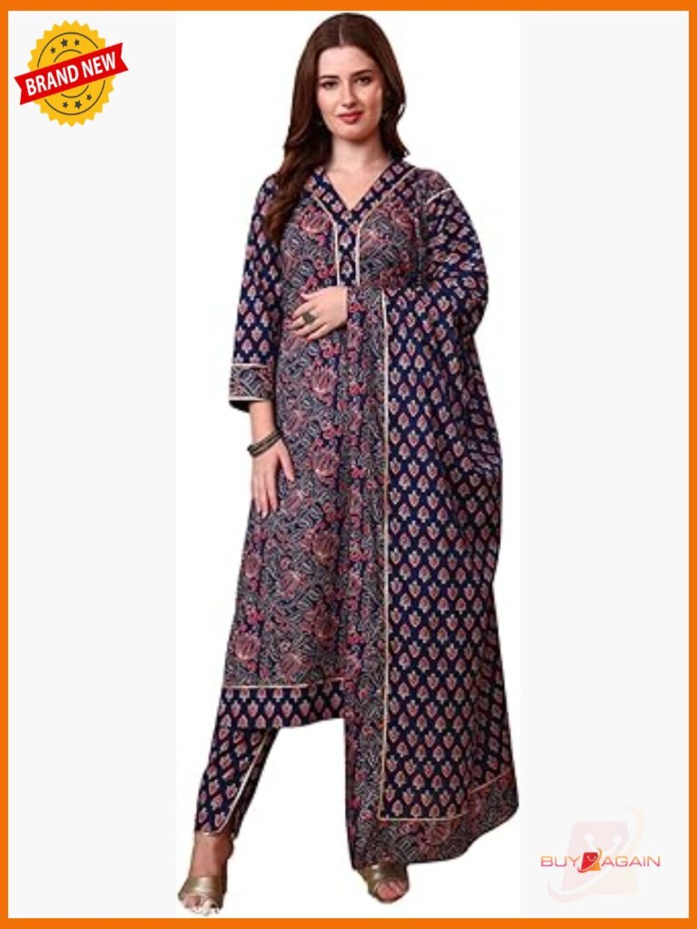 Pure Cotton Floral Printed Kurta Palazzo Set with Dupatta